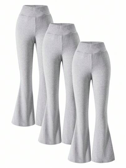 Sparklyn 3pcs/Set Tween Girls' Flare Leg Black Pants, Versatile Casual Wear For Spring & Summer, School, Campus, College