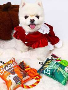 PETSIN 1个宠物薯片发声磨牙玩具 - 宠物棉绳洁牙玩具，自玩解闷玩具，狗猫玩具，宠物用品