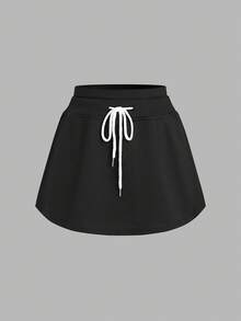 SHEIN LUNE 3件套女士休闲百搭束腰防走光短裙套装，黑/白/灰 - 彩色 - 查看 7