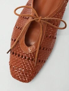 Solezae Ladies Crochet Raffia Slingback Mules - Maroon - View 6
