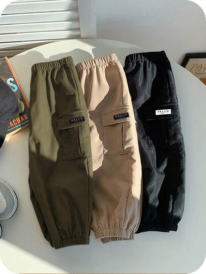 SHEIN 3pcs Baby Boy Casual Comfortable Soft Versatile Practical Pants Set, Suitable For Daily Wear, School, Outings, Sports, Spring & Autumn Casual Pants Jogger Pants Cargo Pants Trousers Fall
