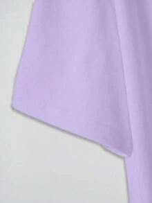 بلوزة كاجوال بأكمام قصيرة للنساء ذوات الحجم الكبير مع طباعة حرف وشجرة النخيل، بياقة دائرية