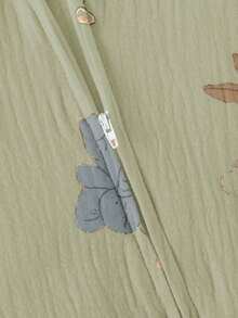 新生儿杏色长袖连体睡衣，卡通图案，婴儿睡衣，休闲拉链连体衣，新生儿浅绿色套装，男女通用，秋冬季 - 彩色 - 查看 3