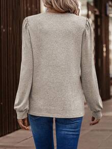 EMERY ROSE Women's Casual Versatile Crew Neck Long Sleeve T-Shirts - Apricot - View 2