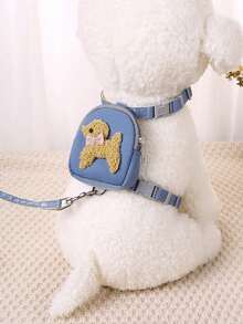 PETSIN 1 Piece Pet Backpack Lead, Dog, Cat Chest And Back Lead, Adjustable Chest And Back Strap, Comfortable And Breathable, Light And Not Choking, Chest Back Teddy Bear Lead, Pet Supplies