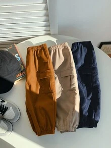 SHEIN 男婴休闲简约舒适实用柔软裤装三件套，适合日常穿着、上学、外出、运动，春秋季时尚百搭。 - 彩色 - 查看 7