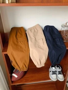 SHEIN 男婴休闲简约舒适实用柔软裤装三件套，适合日常穿着、上学、外出、运动，春秋季时尚百搭。 - 彩色 - 查看 8