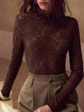 MOTF PREMIUM Maglietta in pizzo trasparente