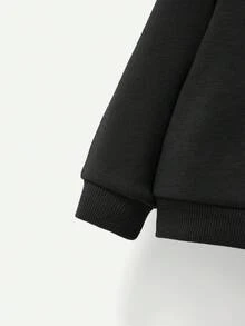 Cozy Pixies Bộ 2 áo nỉ cổ tròn tay raglan thêu chữ cho bé trai và quần dài - màu đen - Xem 3