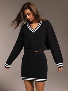 Hanevo Set de 2 suéteres holgados de punto casual para mujer, versátil para otoño/invierno - Negro - Ver 4