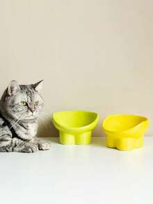 PETSIN 1个高脚陶瓷碗猫碗狗碗宠物碗斜口保护颈部防止翻倒猫碗饮水食盆宠物用品 - 斜口高腳碗款 - 查看 5