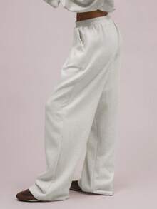 MUSERA Oversized Fleece Sweatpants Vacation Airport Casual 90's Graduation Teacher For Women  Spring Holiday Summer - Light Grey - View 3