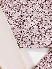 SHEIN Vintaside Kids 2 件装女婴复古碎花荷叶边蝴蝶结领上衣和喇叭裤套装，可爱甜美时尚春秋装 - 彩色 - 查看 4