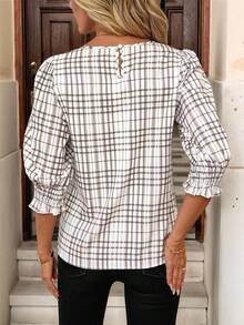 SHEIN Clasi Damen Rundhalsausschnitt Halbarm Lockeres Freizeithemd Sommeroutfits für Damen Country-Outfits Damen Country-Outfits Damen Hemden für Damen Sommerarbeitskleidung Damen Business Casual Lehrerinnen-Outfits für Damen Country-Outfits Damen - Aprikosenfarben - Übersicht 3