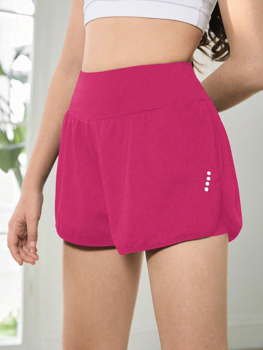 SHEIN Tween Girls Casual Minimalist Black 2 In 1 Shorts, Anti-Chafing Sports Shorts, Knit Fashion Activewear Pants For Teens