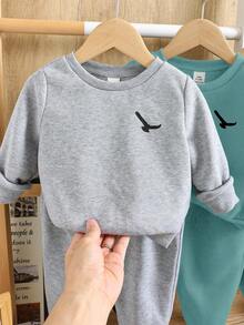 SHEIN 6pcs Baby Boy/Girl All-Match Casual Loose Fit Long Sleeve Hoodie Sweatshirt And Sweatpants Set, Suitable For Home And Outdoor, Autumn/Winter Fall - Multicolor - View 7