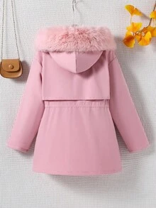 Sparklyn 女童人造毛皮衬里夹棉夹克，粉色，冬季 - 粉色 - 查看 2