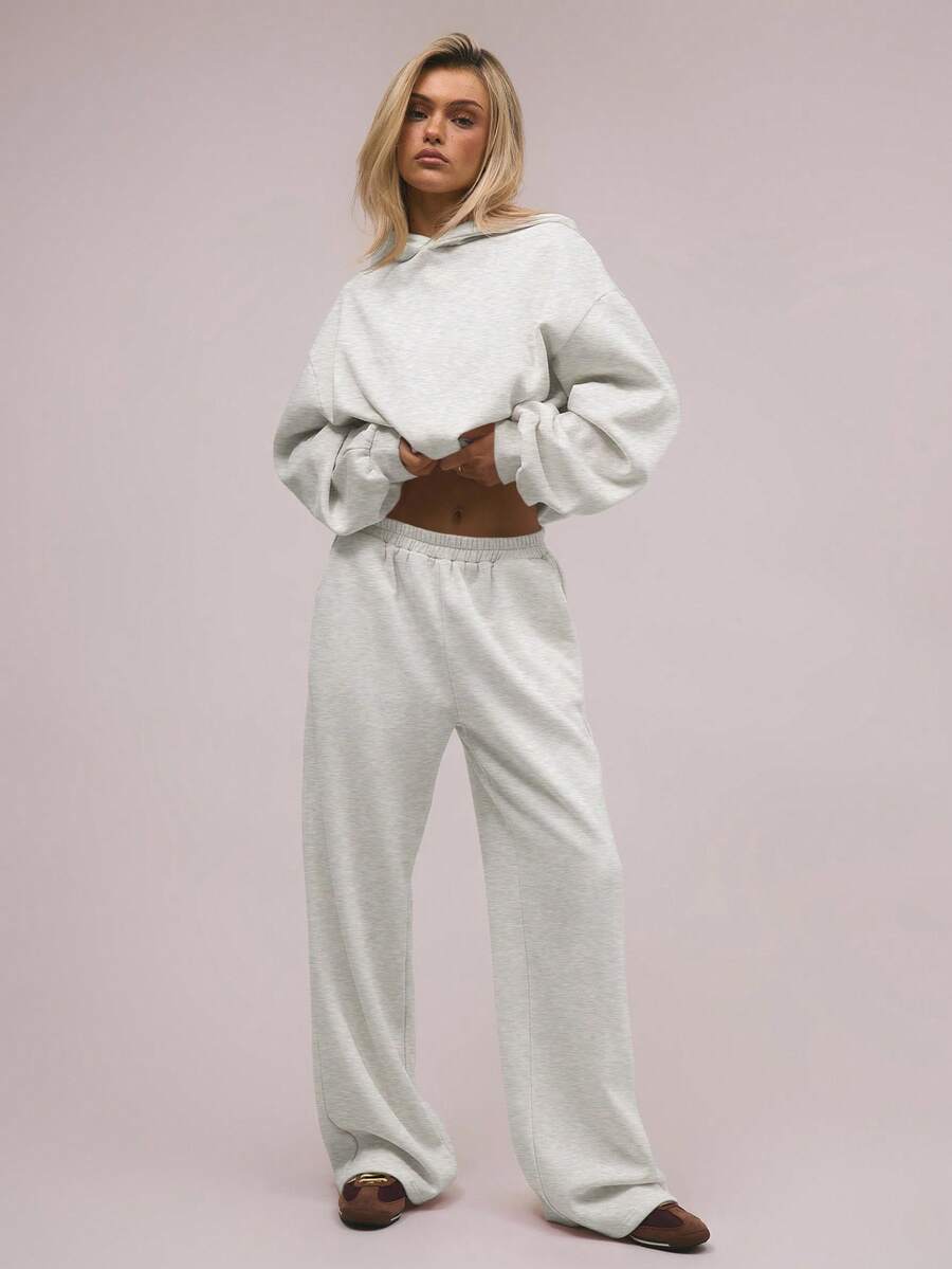MUSERA Oversized Fleece Sweatpants Vacation Airport Casual 90's Graduation Teacher For Women  Spring Holiday Summer - Light Grey - View 1
