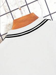 Manfinity Dauomo 大码男士时尚商务休闲骑士马印花 Polo 衫，适合夏季 - 白色 - 查看 6