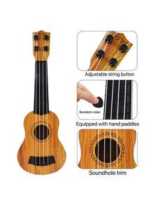 SHEIN Basic living 1PC 35cm Guitar Toy Can Be Used To Play Elementary Instruments With Paddles Simulating Yukrili Music Toys Beginners' Level Guitar Puzzle And Musical Instruments