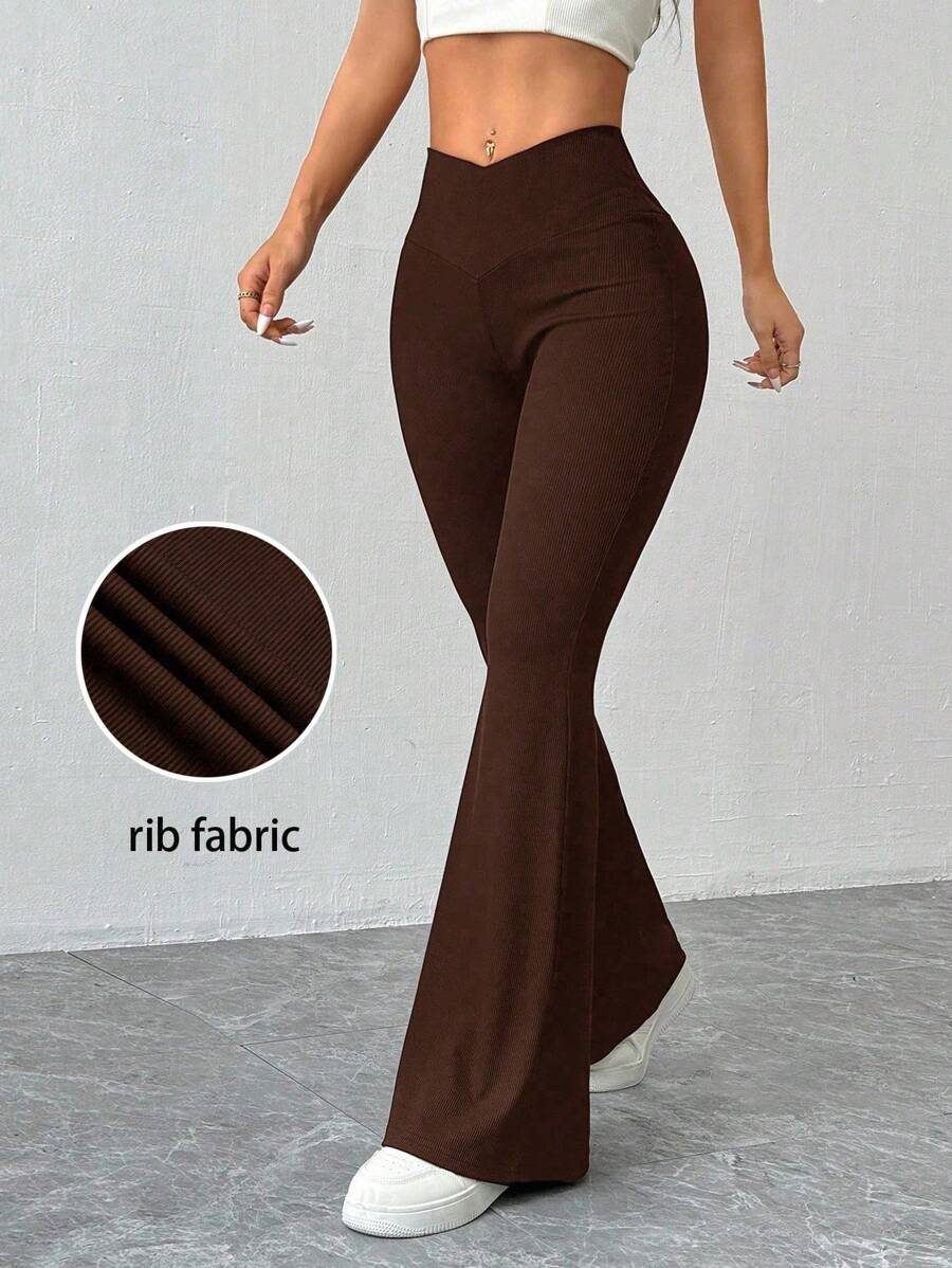 Selianne Women's Solid Color Flared Leg Elegant Knit Pants For Autumn/Winter Fall Cloth For Women