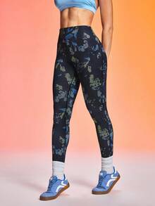 SHEIN Sports Women's Casual Versatile High Waist Short Yoga Sports Leggings - Multicolor - View 3