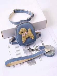 PETSIN 1 Piece Pet Backpack Lead, Dog, Cat Chest And Back Lead, Adjustable Chest And Back Strap, Comfortable And Breathable, Light And Not Choking, Chest Back Teddy Bear Lead, Pet Supplies