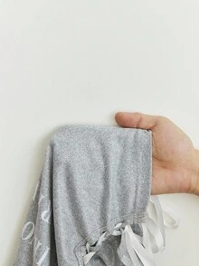 Elamini Women's Slogan Graphic Lace-Up Side Crop Tank Top I KNOW I'M YOUR FAVORITE Graphic Tees Women Tops - Light Grey - View 4