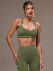 Musera Sport Sport Women Cross Back Top & Leggings Sports Sets Gym Yoga Pilates Fitness Daily - Army Green - View 5