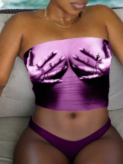 Slaydiva Women's Beach Hot Simulation Chest See-Through Top Suitable For Going Out