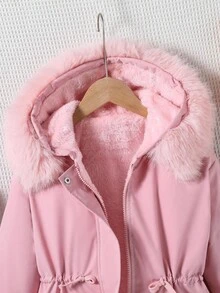 Sparklyn 女童人造毛皮衬里夹棉夹克，粉色，冬季 - 粉色 - 查看 8