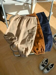 SHEIN 男婴休闲简约舒适实用柔软裤装三件套，适合日常穿着、上学、外出、运动，春秋季时尚百搭。 - 彩色 - 查看 4