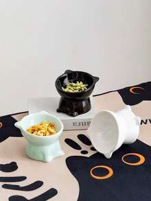 PETSIN 1 High-Footed Ceramic Bowl, Cat Bowl, Dog Bowl, Pet Bowl, Slanted Mouth To Protect The Neck And Prevent Overturning Cat Bowl, Drinking And Food Basin, Pet Supplies - Multicolor - View 2