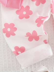 Cozy Pixies 2 pezzi Set di felpa girocollo a maniche lunghe e pantaloni con stampa floreale morbida per bambina