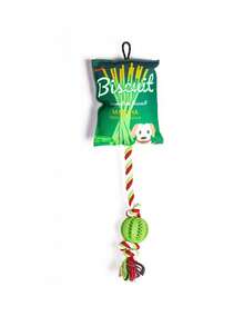 PETSIN 1个宠物薯片发声磨牙玩具 - 宠物棉绳洁牙玩具，自玩解闷玩具，狗猫玩具，宠物用品