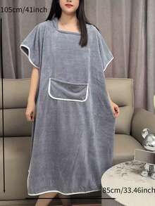 SHEIN 1pc Women's Sleeveless Bathrobe Dress Summer Wedding Home Bathroom Decor - Grey - View 5