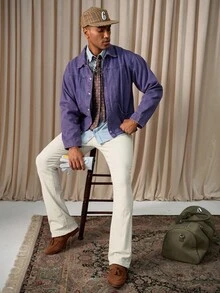 Manfinity Homme Men's Slim Fit Casual White Denim Jeans, All Season GenZ Boyfriend & Husband Regular Washed For Loose Wide Leg - White - View 3