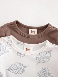 Cozy Pixies 4 件套男婴舒适睡衣套装 - 纯色柔软针织圆领长袖上衣和松紧腰长裤，花卉印花圆领长袖上衣和松紧腰长裤 - 彩色 - 查看 4