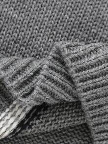 2pcs Toddler Grey Fair Isle Knit Sweater Set - Round Neck Pullover + Casual Pants, Retro Fashion Baby Boy Knitted Set Toddler Knit Set Toddler 2 Piece Winter Clothing Knit Two Piece Toddler Winter Baby Outfits Baby Boy's Fair Isle Sweater Baby Boy Winter Clothes Autumn And Winter Two Piece Suit Fall - Grey - View 6