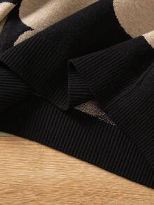 Sparklyn Bộ 2 món áo len dệt kim Jacquard và quần legging cho bé gái, họa tiết thời trang, tay dài, thu/đông - màu đen - Xem 7