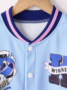 Sparklyn 卡通图案休闲宽松长袖青少年女童夹克 - 藍色 - 查看 4