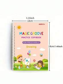 4 Books + 1 Pen + 6 Refills + 1 Pen Grip (Pen Grip Color: Blue, Pink, Red, Yellow, Green, Purple - Random Color) 1 Set Of Reusable Handwriting Practice Workbooks For Children, To Improve Children's Writing Skills Through Comfortable Tracing, Common Words, Grooves, And Magic Practiceeducational Games,Learning To Write,Educational - Multicolor - View 4
