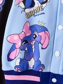 Sparklyn 卡通图案休闲宽松长袖青少年女童夹克 - 藍色 - 查看 3