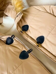 SHEIN Tween Girls' Casual Basic Quilted Padded Mid-Length Padded Coat, Warm For Autumn/Winter Fall