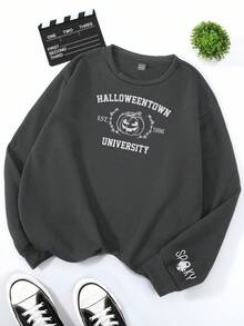 INAWLY Damen Oversize Lässig Sweatshirt mit Stickerei, Rundhalsausschnitt, Langarm