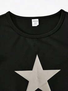 Tween Girls' Casual Fashion Street Style Star Print Short Sleeve T-Shirt And Camo Print Flap Pocket Wide Leg Pants Set, Summer - Multicolor - View 6