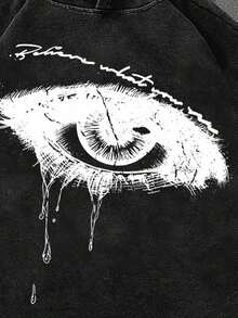 PAVTROS Manfinity Streetrush 男士短款连帽衫，黑色印花连帽衫，复古风连帽衫，图案设计连帽衫，秋冬款