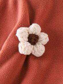SHEIN Baby Girls' Rust Brown Knitted Floral Dress,Long Sleeve Button Decor Autumn Cute Modest Little Dress,Matching Family Winter Fall Flower Girl Dress - Brown - View 8