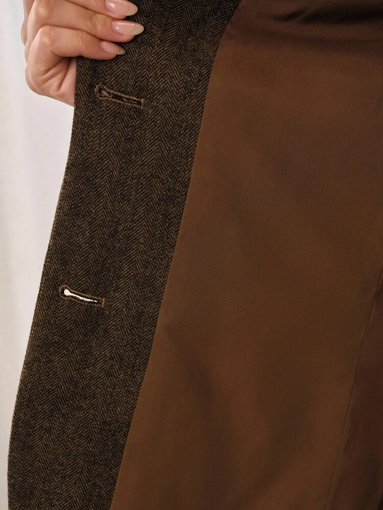 WOOL LAPEL COLLAR BELTED BLAZER
