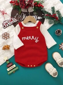 Christmas Vibe Baby Romper: Casual Minimalist Letter Embroidered Strap Bodysuit Red Baby Christmas Outfit Baby Santa Outfit Festive Baby Outfit Baby Christmas Romper Christmas Baby Outfit Christmas Romper Baby Fall Winter Baby Jumpsuit Christmas Red Baby Outfits Baby Girl Christmas Outfit